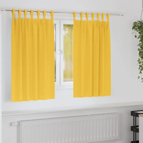 Rideaux occultants avec anneaux 2 pcs Jaune moutarde