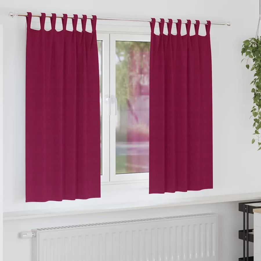 Rideaux occultants avec anneaux 2 pcs Bordeaux 175 x 140 cm