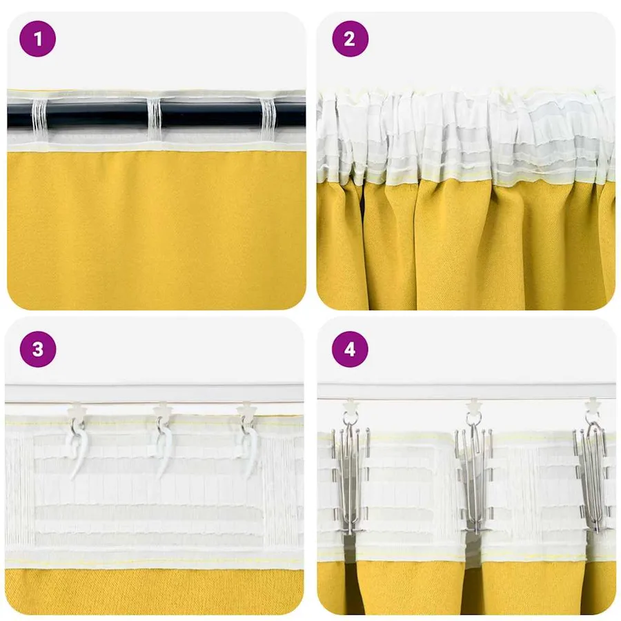 Rideaux occultants avec anneaux 2 pcs Jaune moutarde - 6