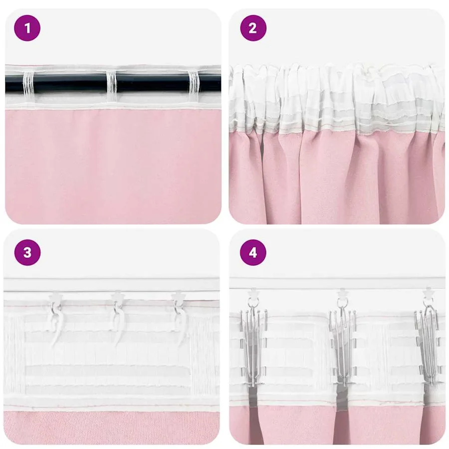 Rideaux occultants avec anneaux 2 pcs Rose bébé 225 x 140 cm - 7