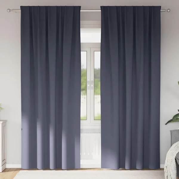 Rideaux occultants avec anneaux 2 pcs Anthracite 225 x 140 cm