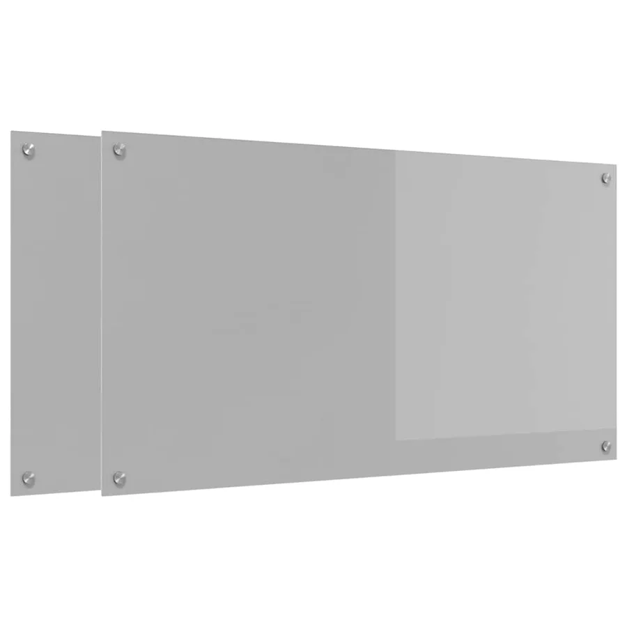 Crédence de cuisine 2 pcs Gris clair 110 x 60 cm verre trempé - 2