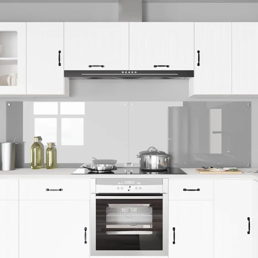 Crédence de cuisine 2 pcs Gris clair 110 x 60 cm verre trempé - 3