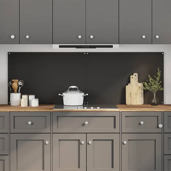 Crédence de cuisine 2 pcs Noir 90 x 60 cm verre trempé