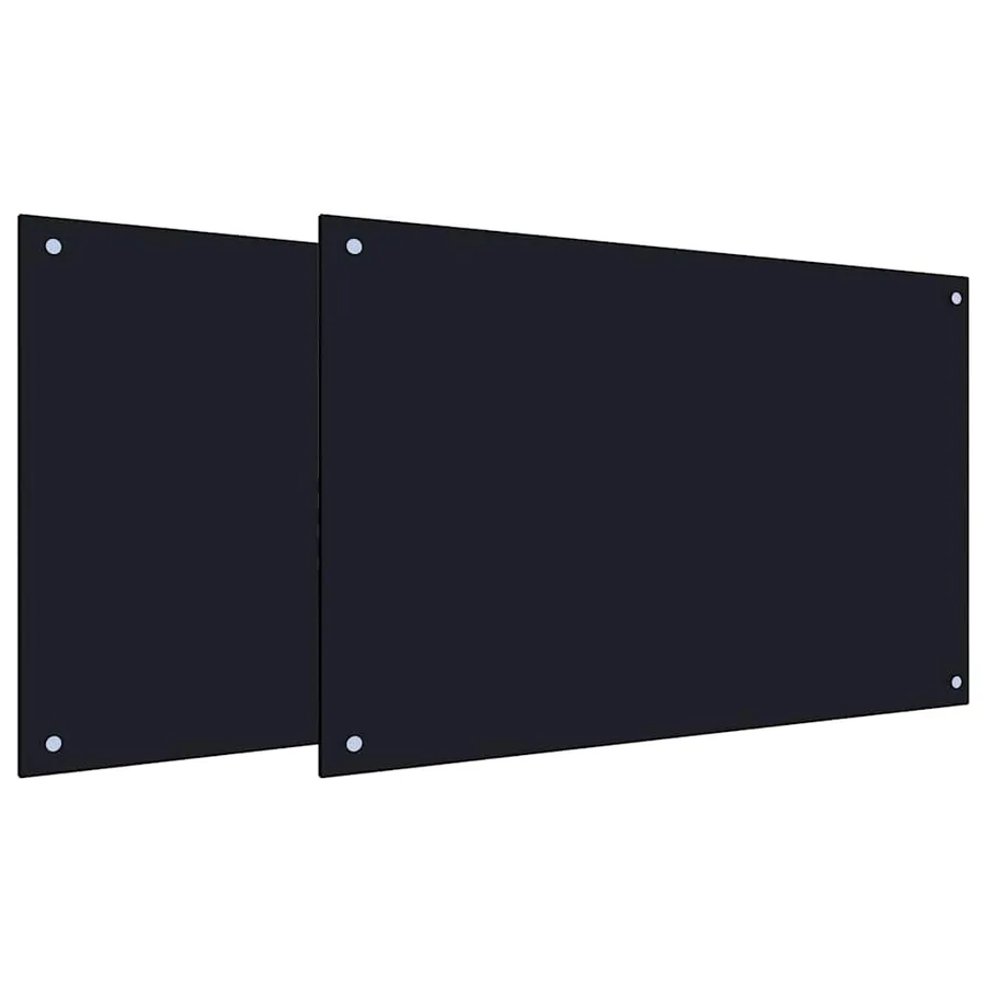 Crédence de cuisine 2 pcs Noir 90 x 60 cm verre trempé - 2