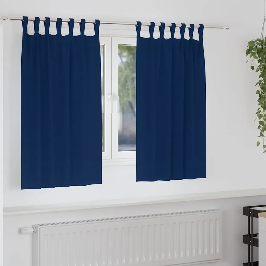 Rideaux occultants avec anneaux 2 pcs Bleu foncé 140 x 140 cm