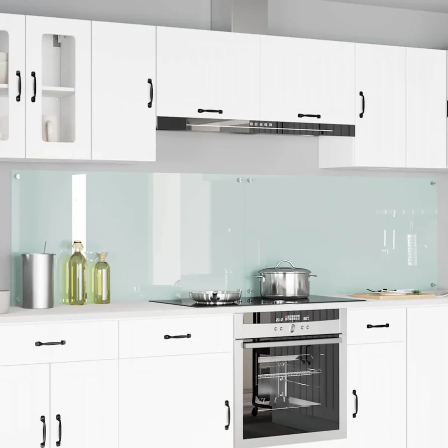 Crédence de cuisine 2 pcs Blanc 120 x 60 cm verre trempé