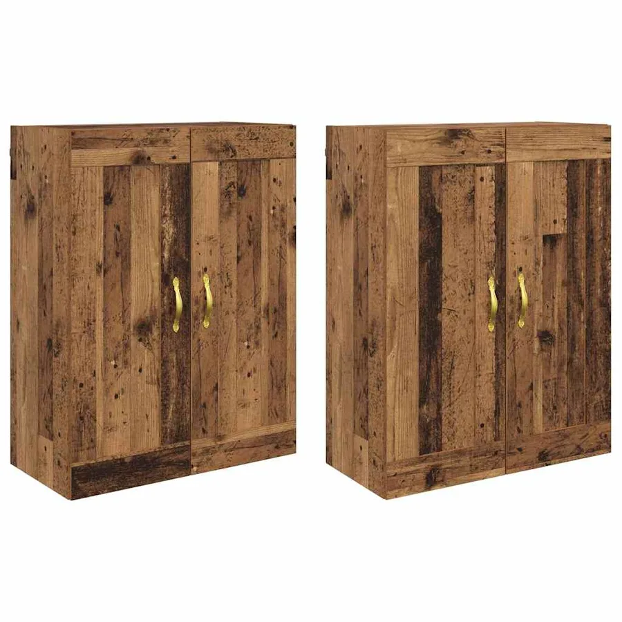 Meuble mural Montage mural 2 pcs Bois ancien 69,5 x 34 x 90 cm - 2