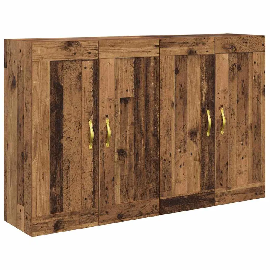 Meuble mural Montage mural 2 pcs Bois ancien 69,5 x 34 x 90 cm - 5