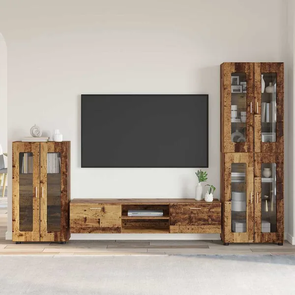 Ensemble meuble TV FLORIN 3 pcs Bois ancien Bois d'ingénierie