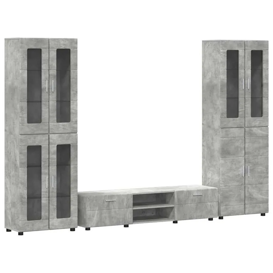 Ensemble meuble TV FLORIN 3 pcs Gris béton Bois d'ingénierie - 2