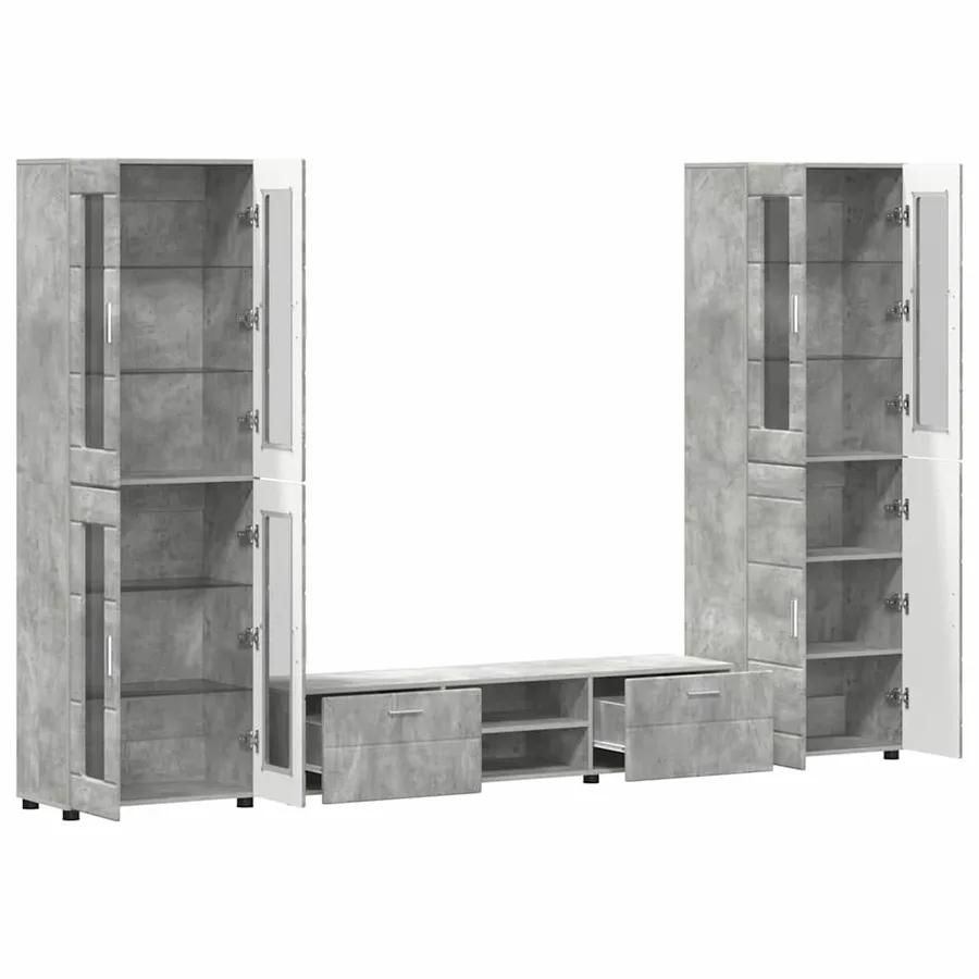 Ensemble meuble TV FLORIN 3 pcs Gris béton Bois d'ingénierie - 5
