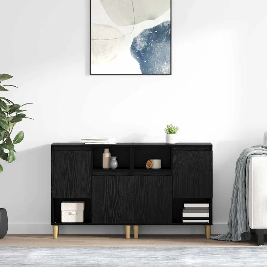 Buffets 2 pcs Chêne noir 60 x 35 x 70 cm Bois d'ingénierie