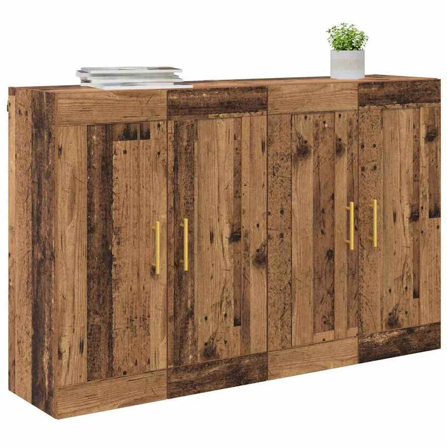 Meuble mural Montage mural 2 pcs Bois ancien 69,5 x 34 x 90 cm - 3