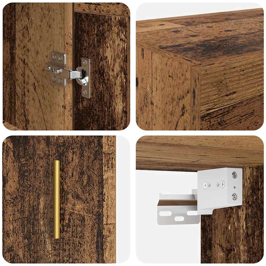 Meuble mural Montage mural 2 pcs Bois ancien 69,5 x 34 x 90 cm - 8