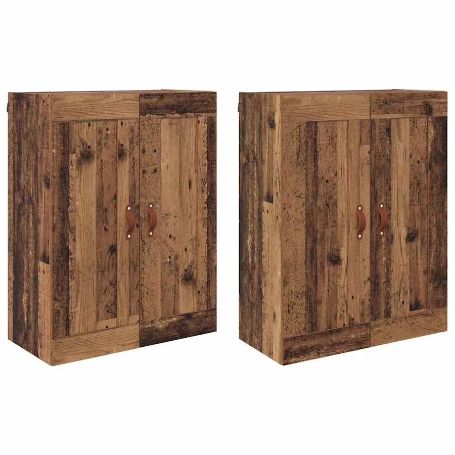 Meuble mural Montage mural 2 pcs Bois ancien 69,5 x 34 x 90 cm - 2