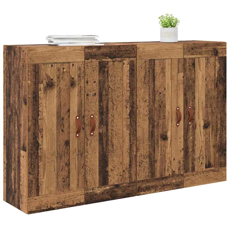 Meuble mural Montage mural 2 pcs Bois ancien 69,5 x 34 x 90 cm - 3