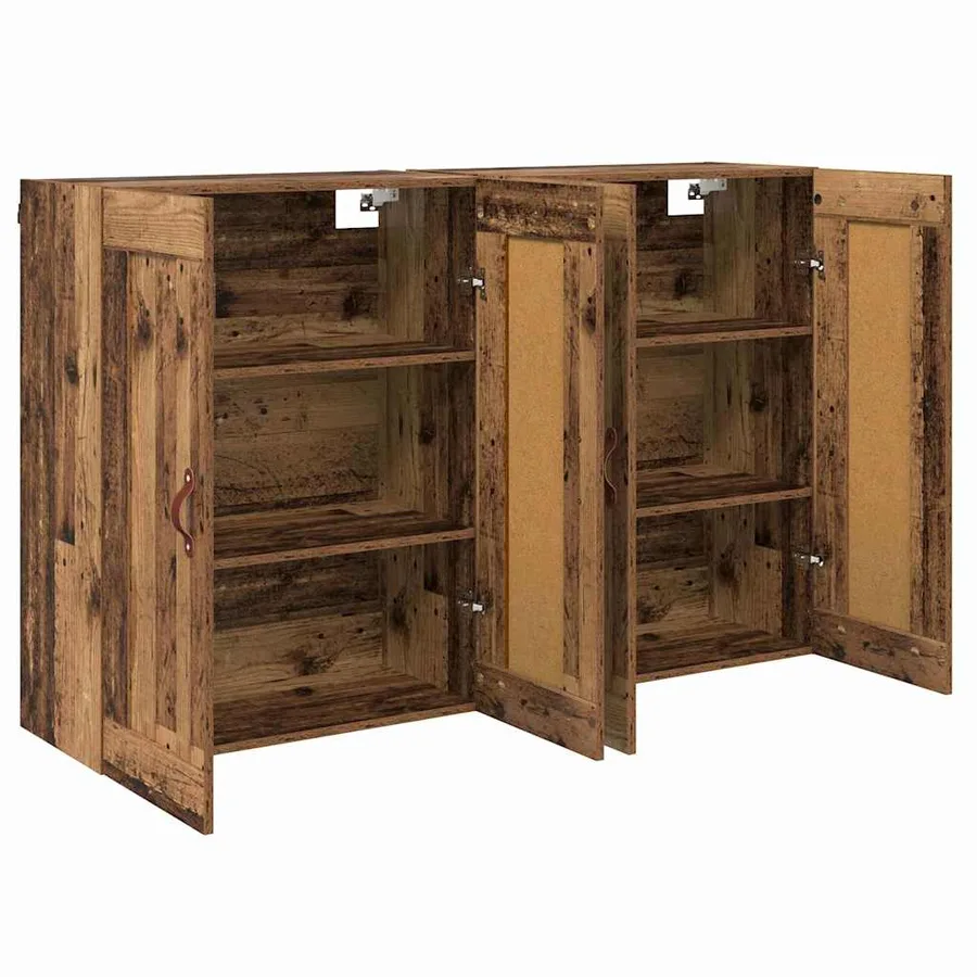 Meuble mural Montage mural 2 pcs Bois ancien 69,5 x 34 x 90 cm - 6