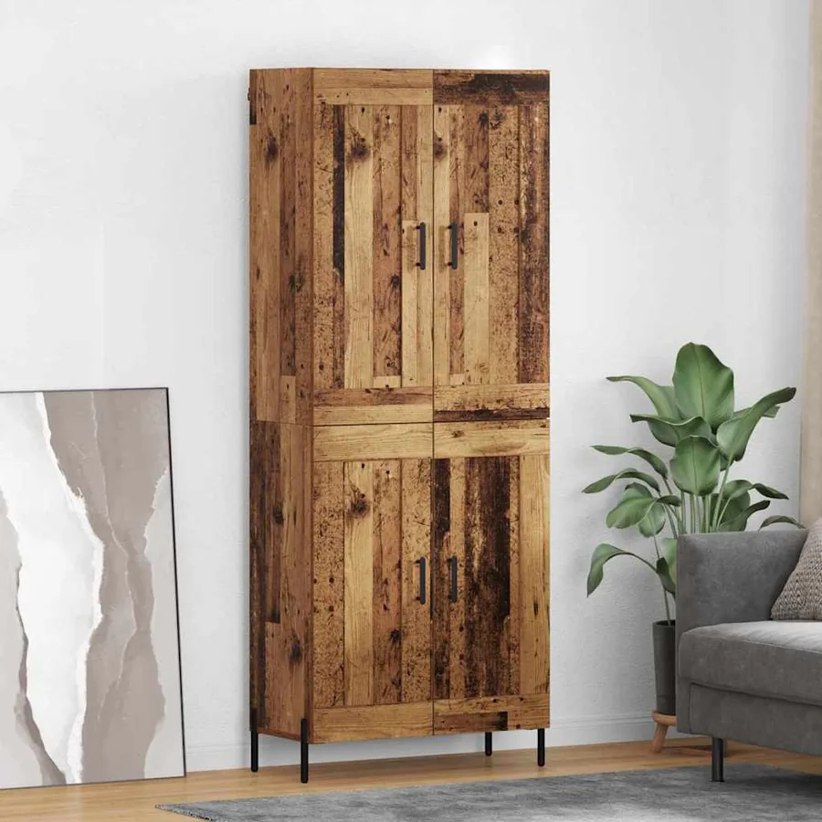 Haut Armoire 2 pcs Bois Ancien Bois d'ingénierie