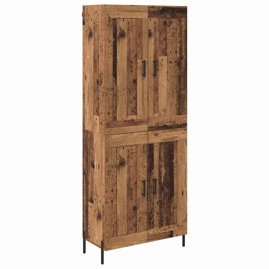 Haut Armoire 2 pcs Bois Ancien Bois d'ingénierie - 2