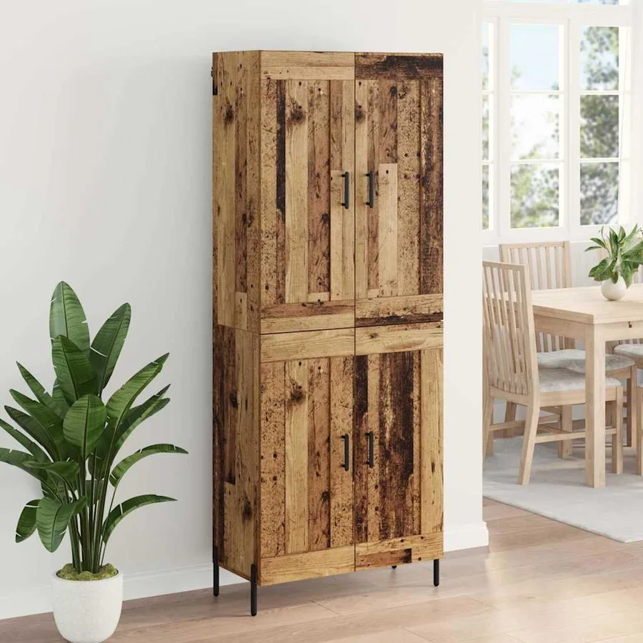 Haut Armoire 2 pcs Bois Ancien Bois d'ingénierie - 4