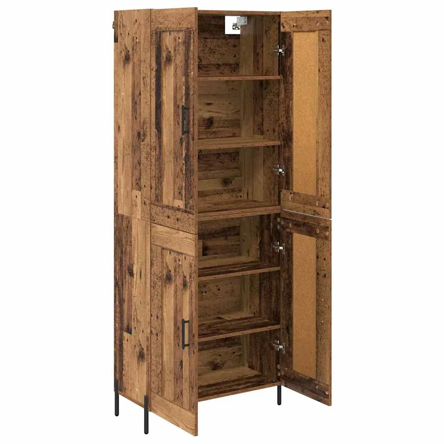 Haut Armoire 2 pcs Bois Ancien Bois d'ingénierie - 5