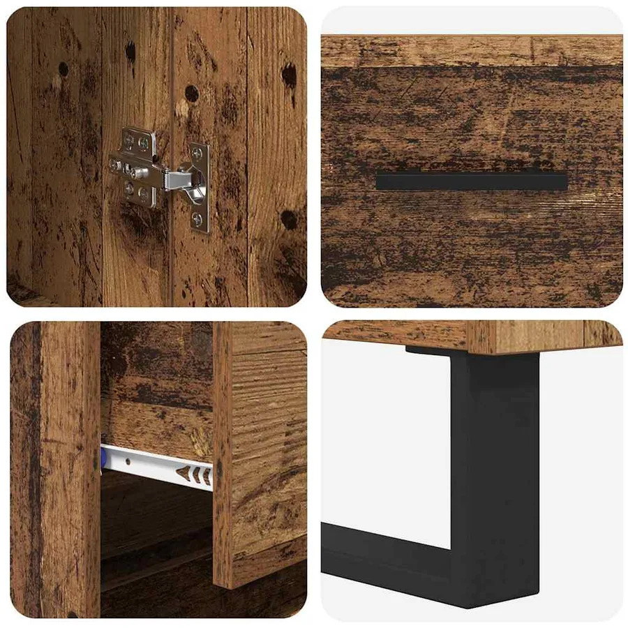 Haut Armoire avec tiroir 2 pcs Bois ancien Bois d'ingénierie - 11