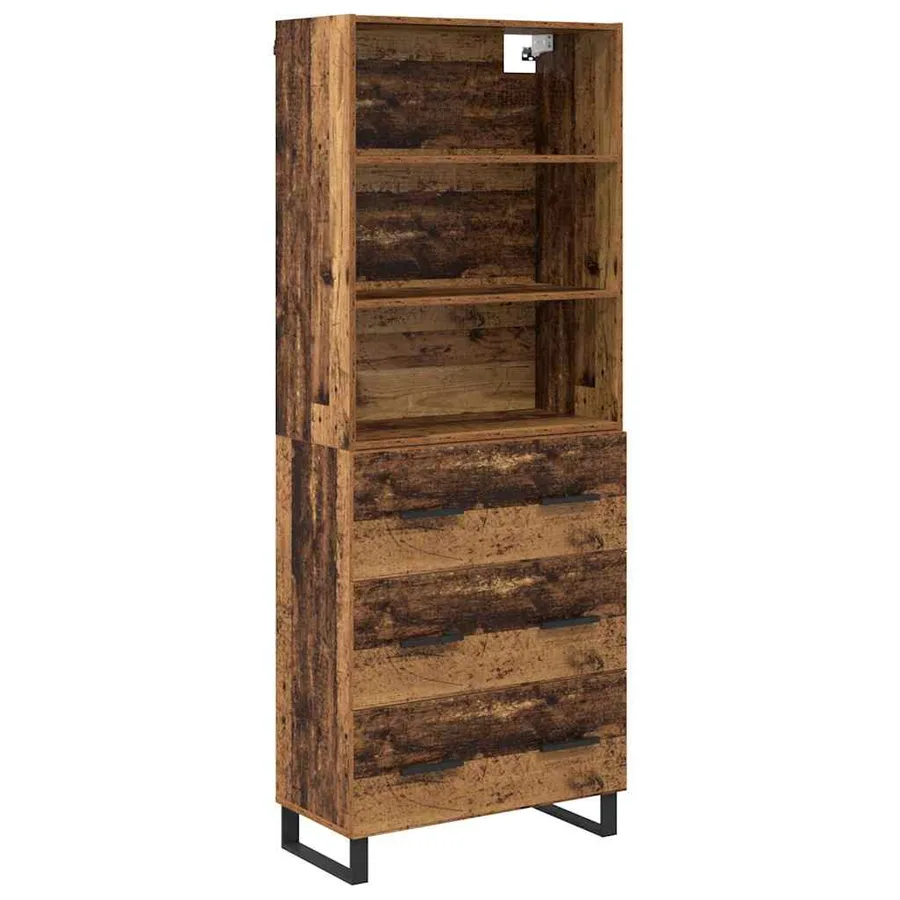 Haut Armoire avec tiroir 2 pcs Bois ancien Bois d'ingénierie - 2