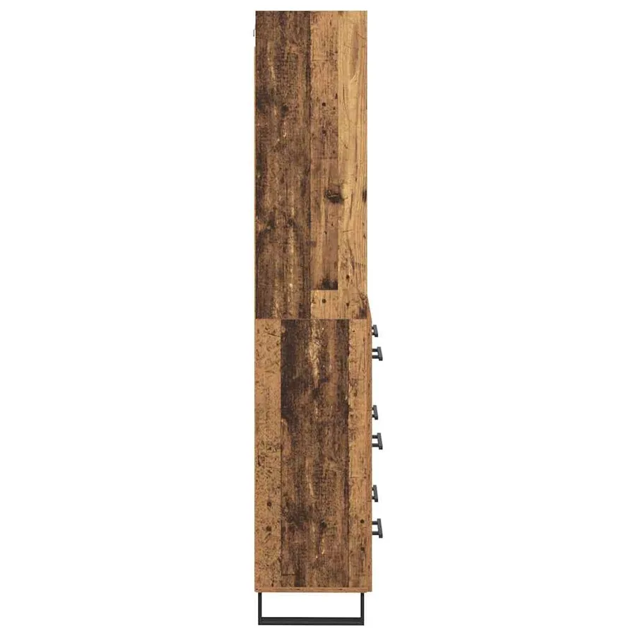 Haut Armoire avec tiroir 2 pcs Bois ancien Bois d'ingénierie - 9
