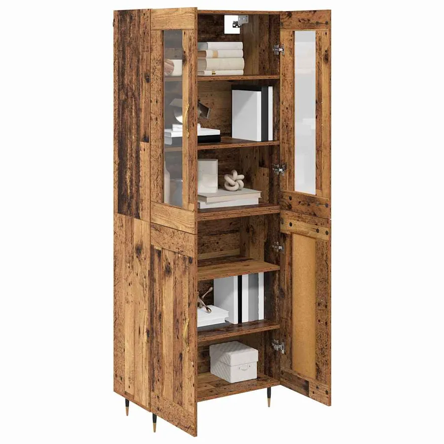 Haut Armoire 2 pcs Bois ancien Bois d'ingénierie - 3