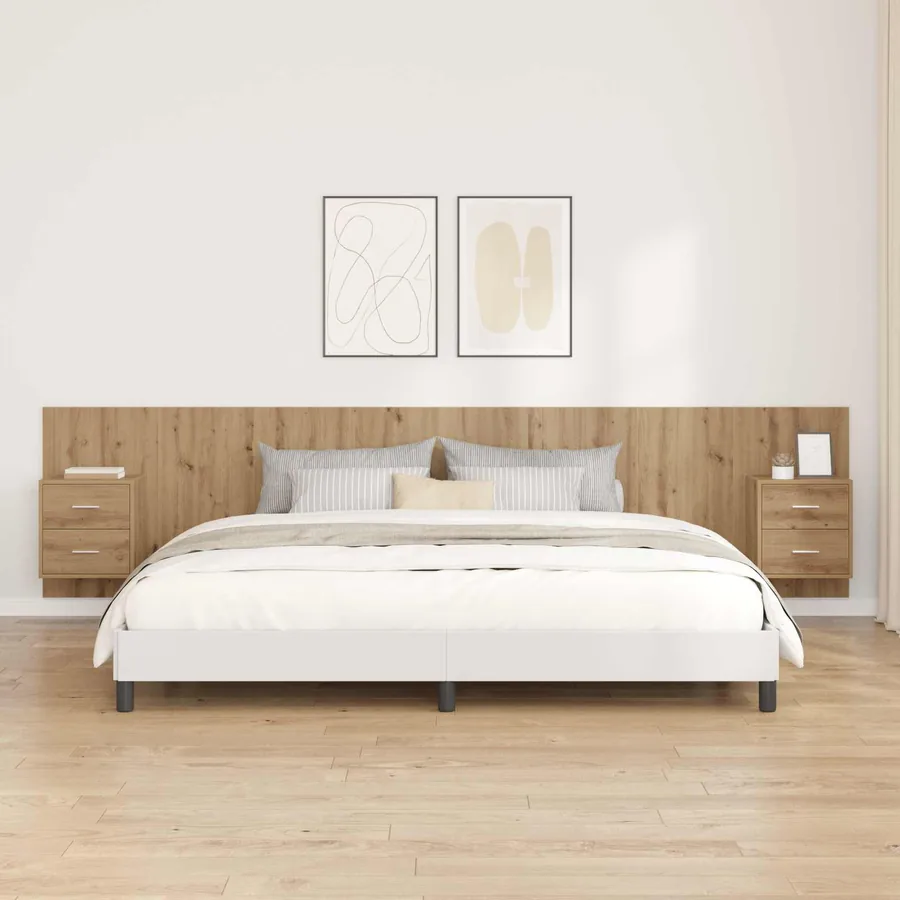 Tête de lit avec armoire 3 pcs Chêne artisanal