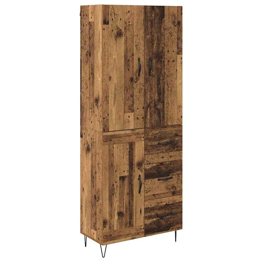 Haut Armoire avec tiroir 2 pcs Bois ancien Bois d'ingénierie - 2