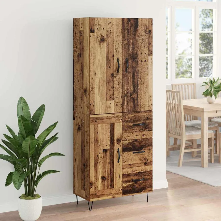 Haut Armoire avec tiroir 2 pcs Bois ancien Bois d'ingénierie - 4