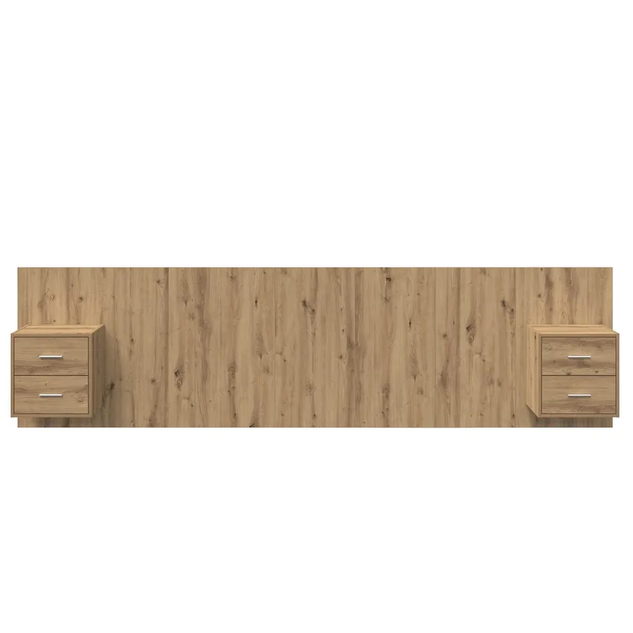Tête de lit avec armoire 3 pcs Chêne artisanal - 7
