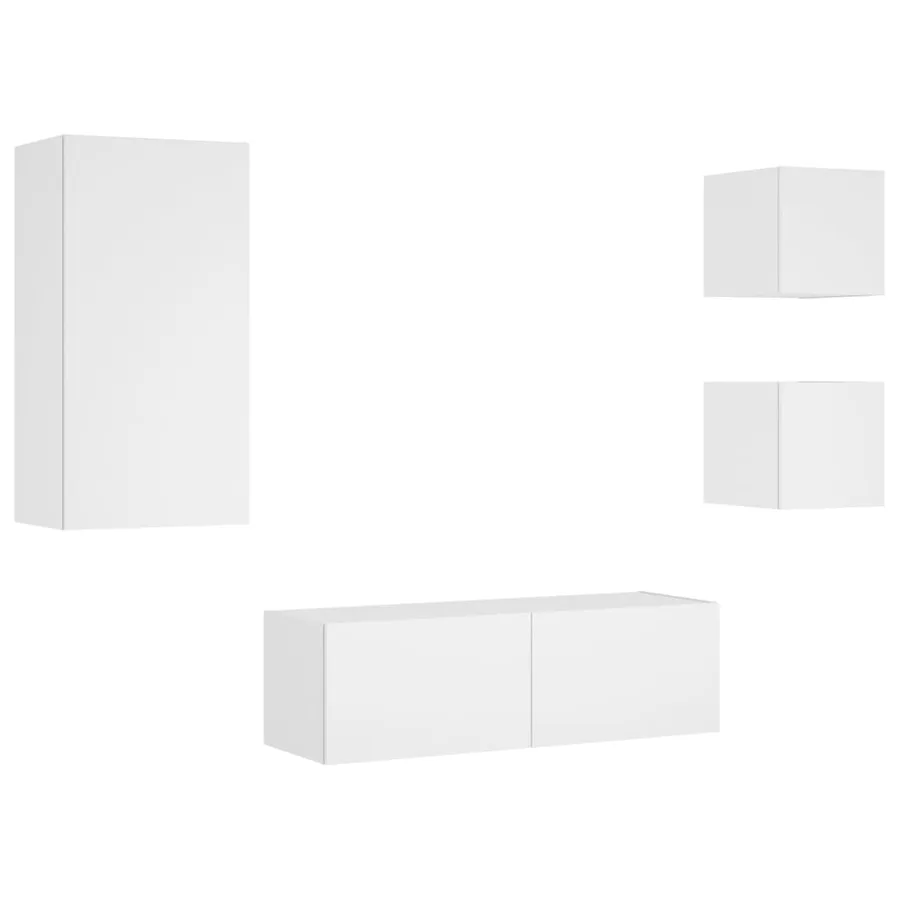 Meuble TV muraux 4 pcs avec lumières LED blanc - 3