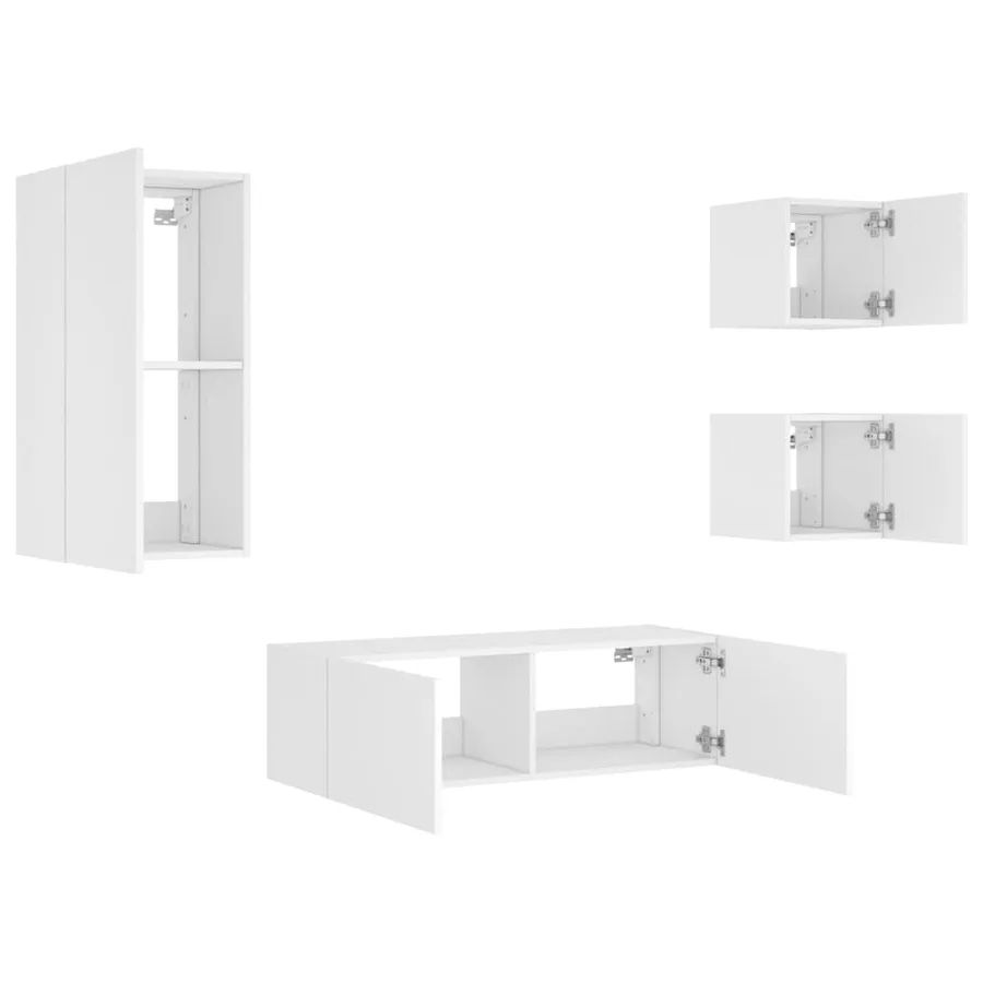 Meuble TV muraux 4 pcs avec lumières LED blanc - 6