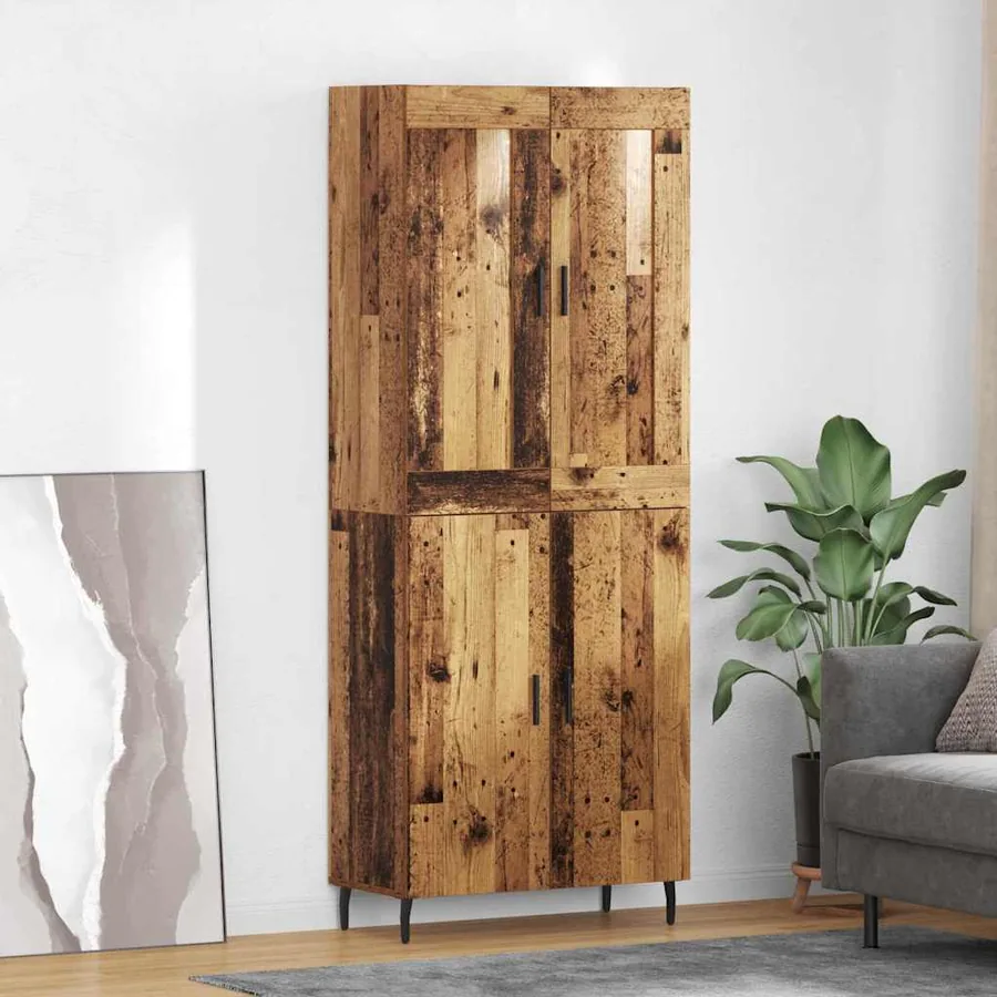 Haut Armoire 2 pcs Bois ancien Bois d'ingénierie