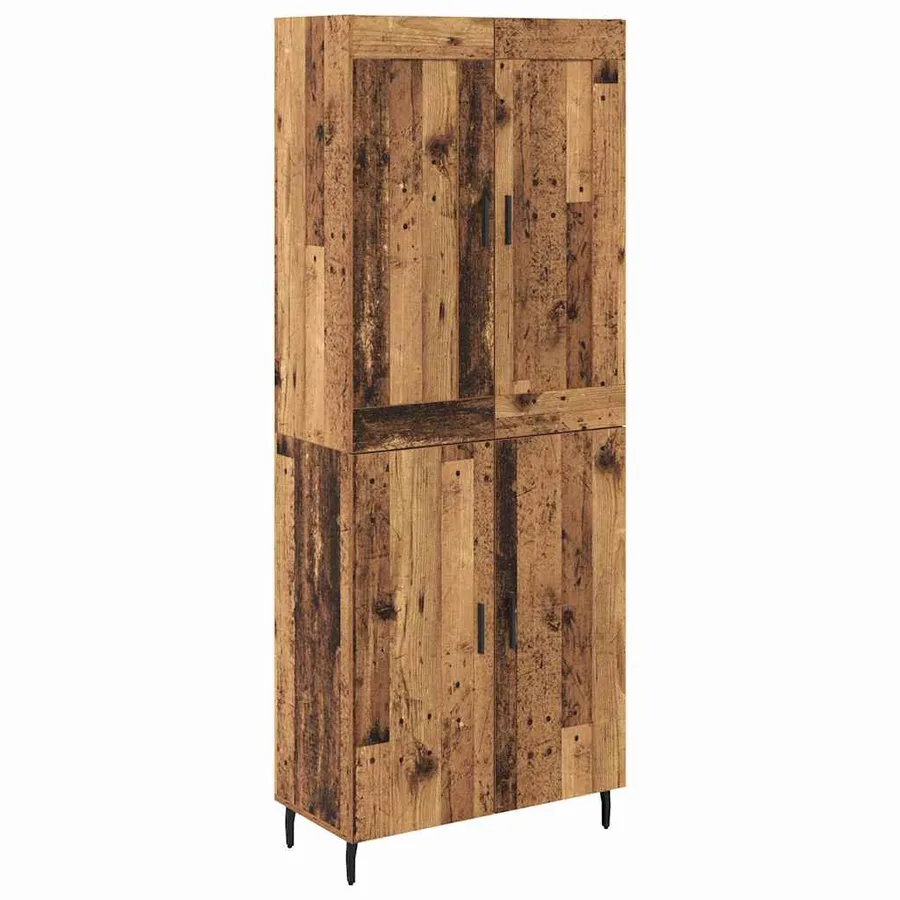 Haut Armoire 2 pcs Bois ancien Bois d'ingénierie - 2