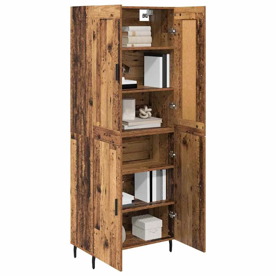 Haut Armoire 2 pcs Bois ancien Bois d'ingénierie - 3