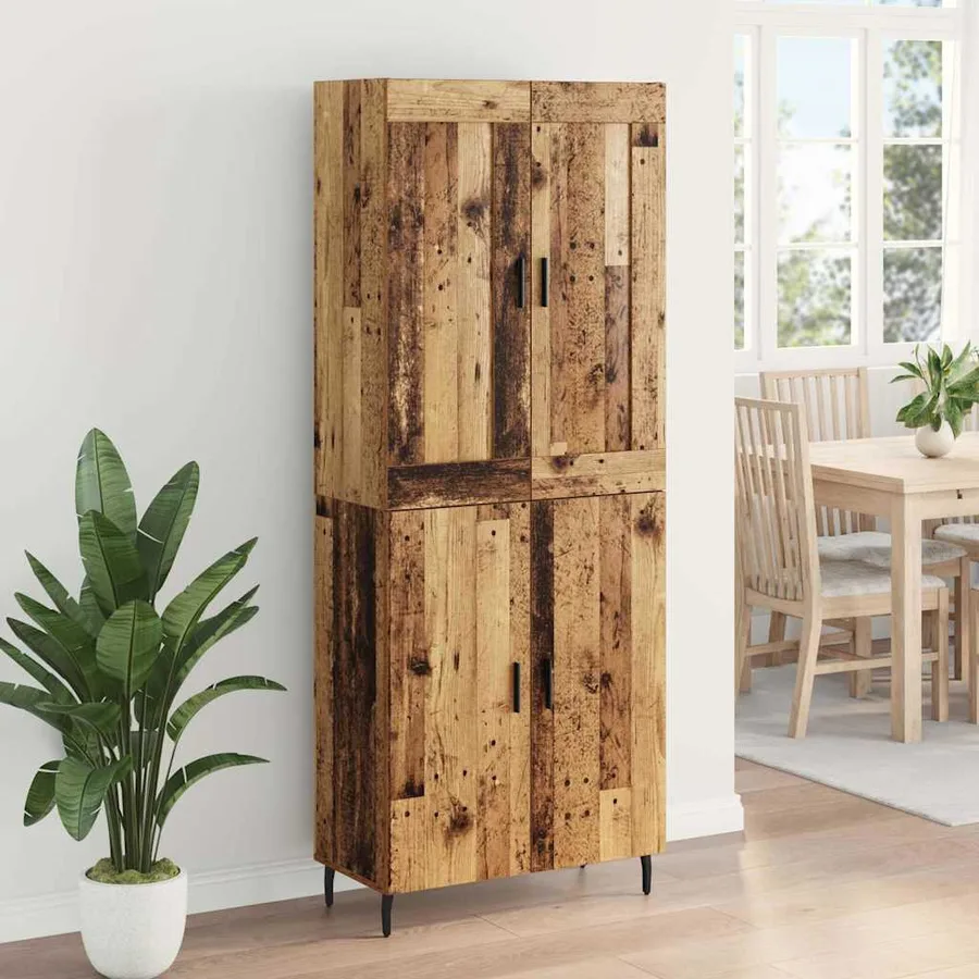 Haut Armoire 2 pcs Bois ancien Bois d'ingénierie - 4