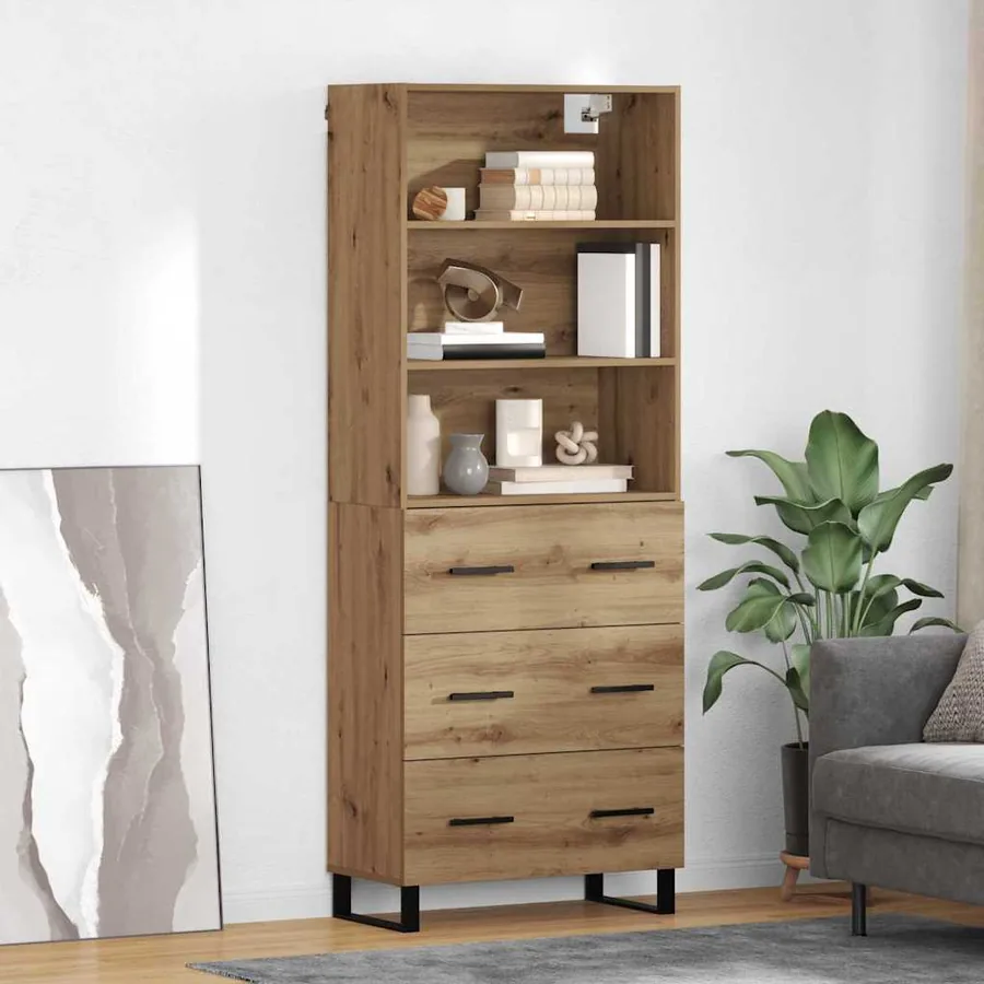 Haut Armoire 2 pcs Chêne artisanal 69,5 x 34 x 180 cm