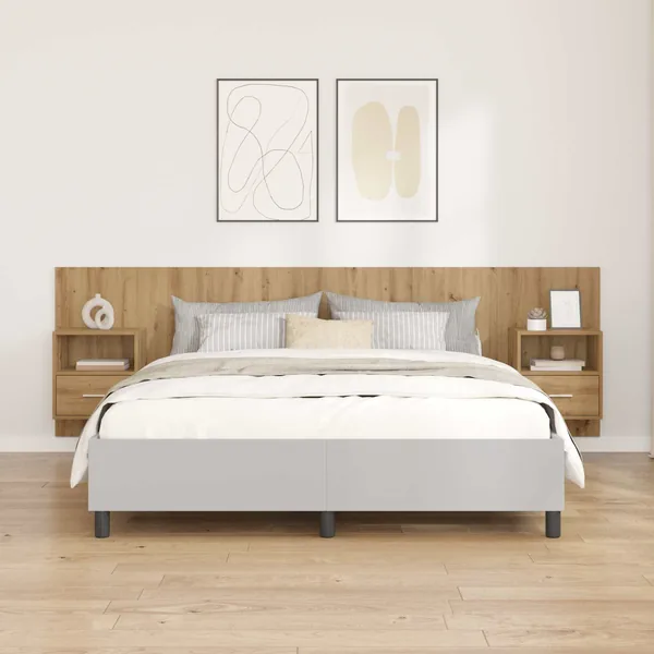Tête de lit avec armoire 3 pcs Chêne artisanal