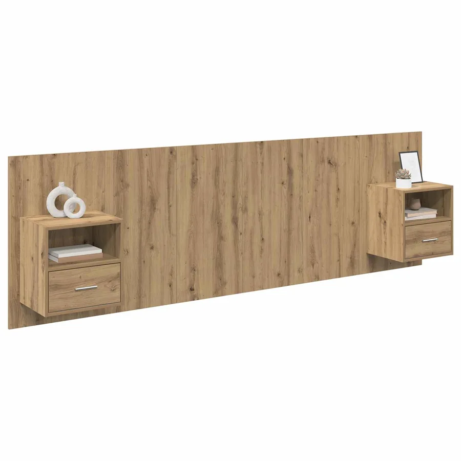 Tête de lit avec armoire 3 pcs Chêne artisanal - 3