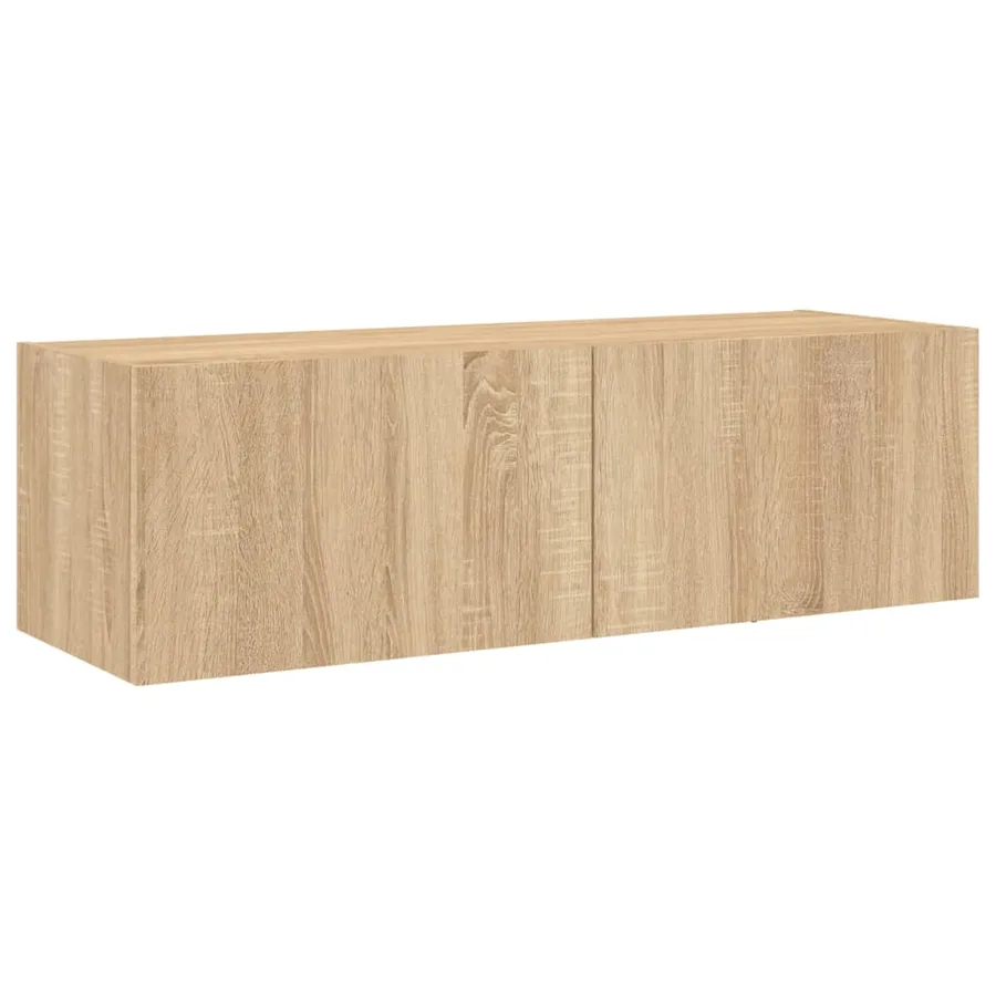 Meuble TV muraux 4 pcs avec lumières LED chêne sonoma - 10