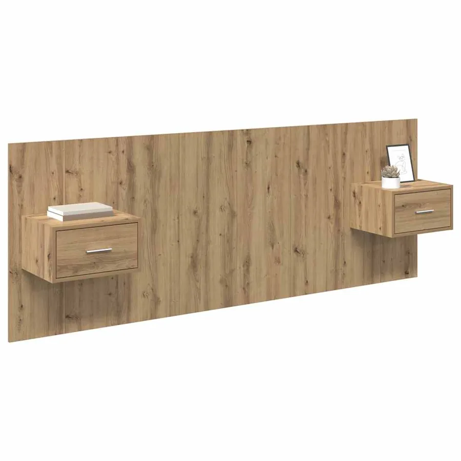 Tête de lit avec armoire 3 pcs Chêne artisanal - 3