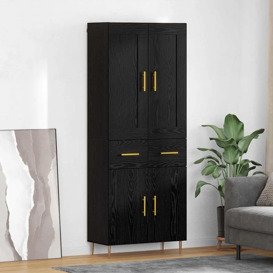 Haut Armoire Chêne noir 69,5 x 34 x 180 cm Bois d'ingénierie