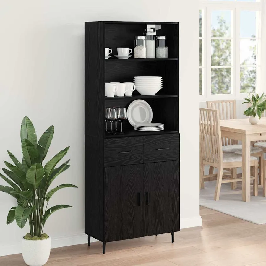 Haut Armoire avec tiroir Chêne noir 69,5 x 34 x 180 cm - 4