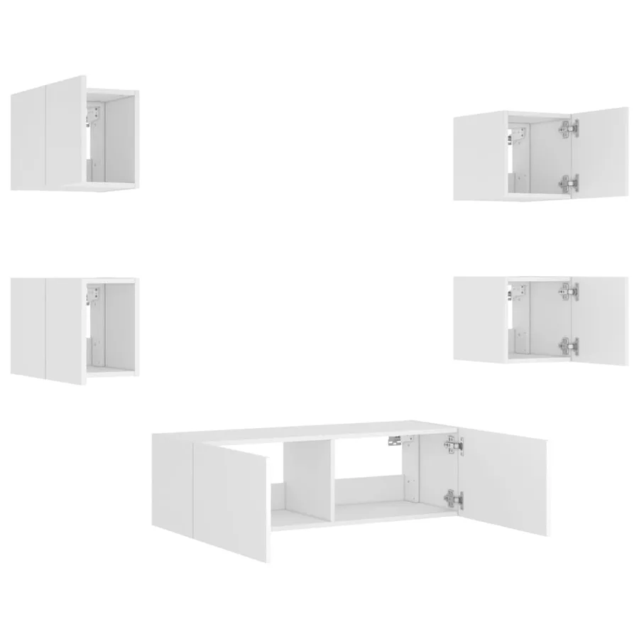 Meuble TV muraux 5 pcs avec lumières LED blanc - 6