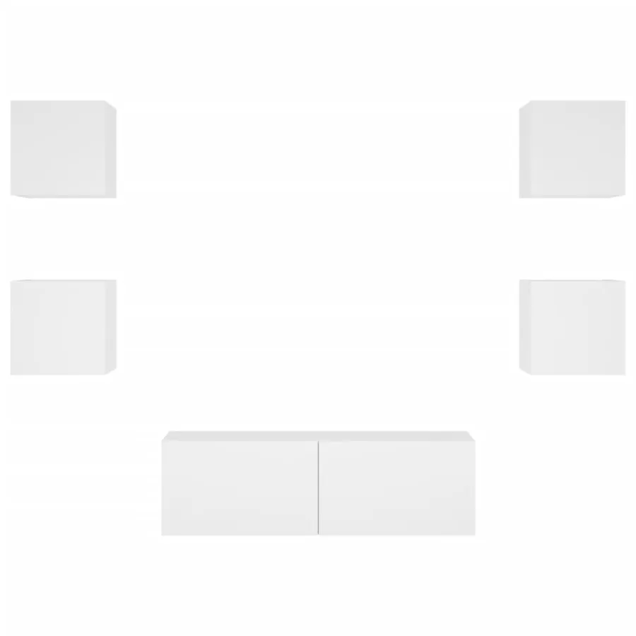 Meuble TV muraux 5 pcs avec lumières LED blanc - 7