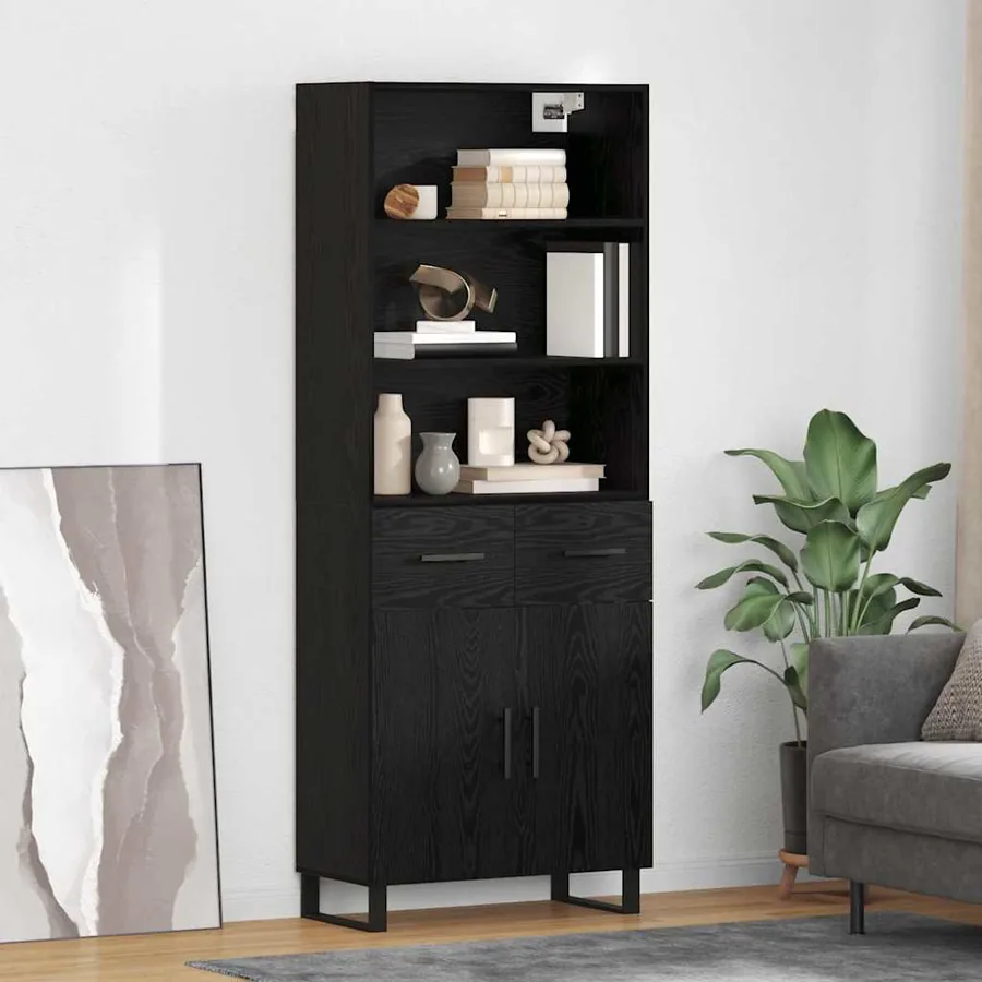Haut Armoire 2 pcs Chêne noir 69,5 x 34 x 180 cm